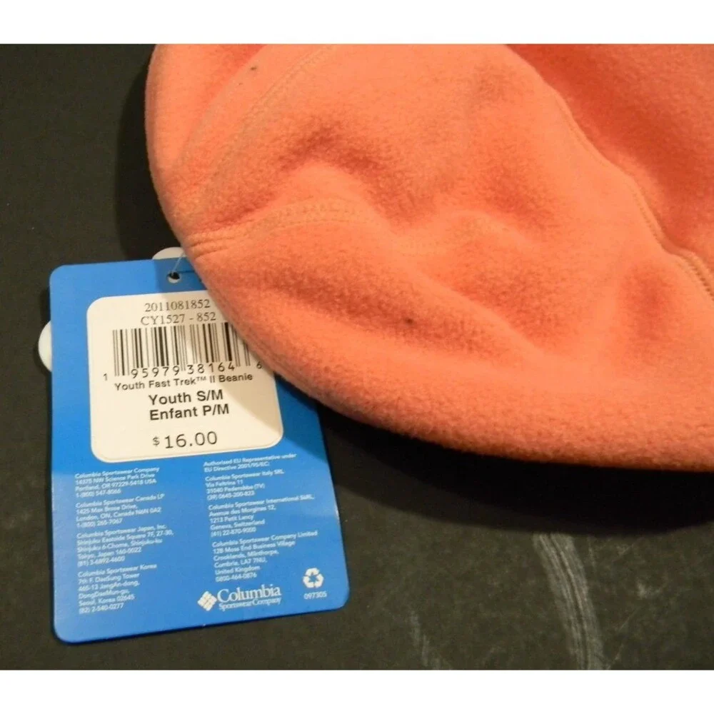 Columbia Youth Fleece Beanie Hat Size S/M Coral NWT